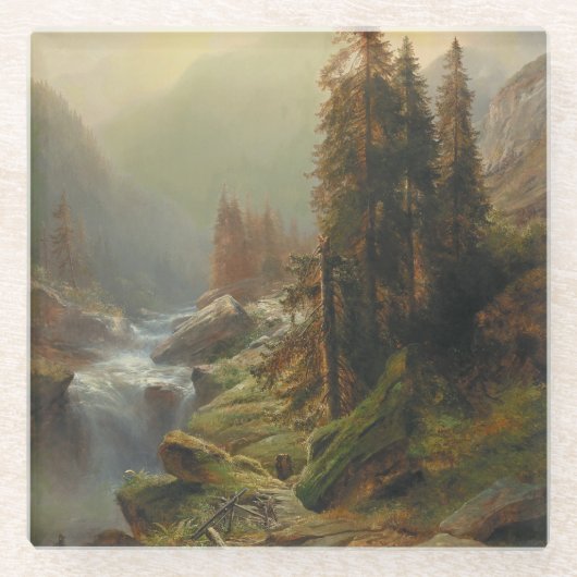 Groot berglandschap - Albert Zimmermann Glazen Onderzetter (Voorkant)