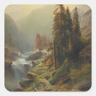 Groot berglandschap - Albert Zimmermann Vierkante Sticker