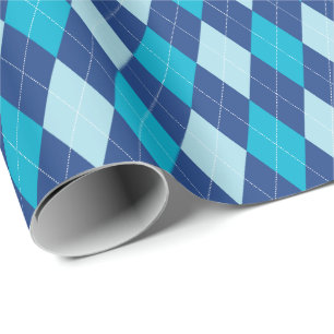 Groot Blauw Argyle Inpakpapier