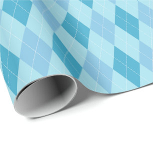 Groot blauw geruit inpakpapier met argylepatroon