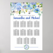 Groot blauw Hydrangea 11-tabel Zitkaart Poster (Voorkant)