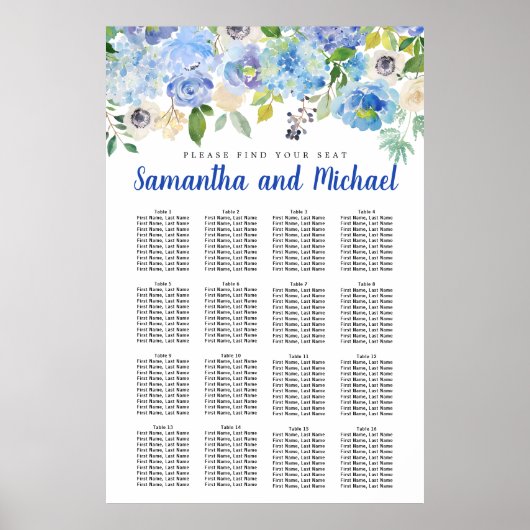 Groot blauw Hydrangea 16-tabel Zitkool Poster (Voorkant)