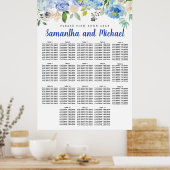 Groot blauw Hydrangea 18-tabel Zitkaart Poster (Keuken)