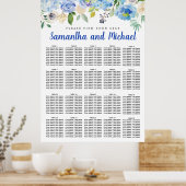 Groot blauw Hydrangea 20-tabel Zitkaart Poster (Keuken)