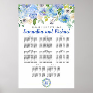 Groot blauw Hydrangea 8-tabel Poster