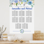 Groot blauw Hydrangea 8-tabel Poster (Keuken)