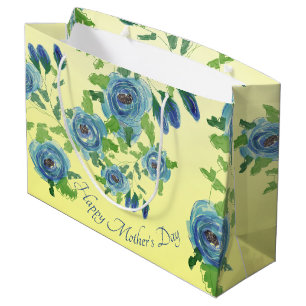 Groot blauw Roos printtas Cadeauzakje