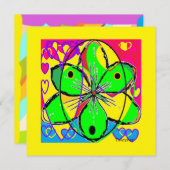 Groot bloem ondertekende origineel kunstontwerp ze (Voorkant / Achterkant)