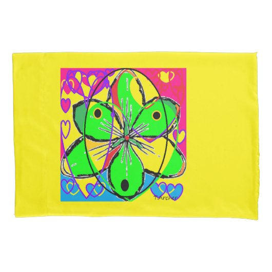 Groot bloem ondertekende origineel kunstontwerp ze kussensloop (Voorkant)