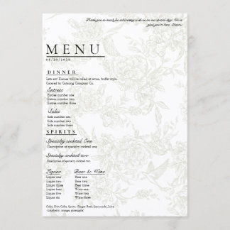 Groot Bloemig Trouwmenu Menu