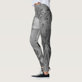 groot bloempatroon contemporeus zwart-wit leggings (Links)