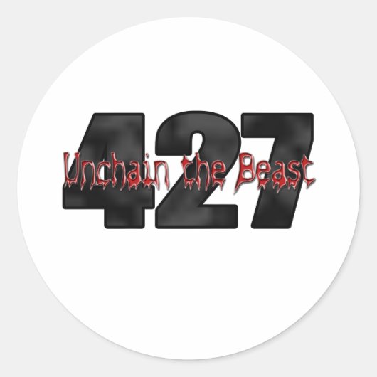 groot blok beast 427 ronde sticker (Voorkant)