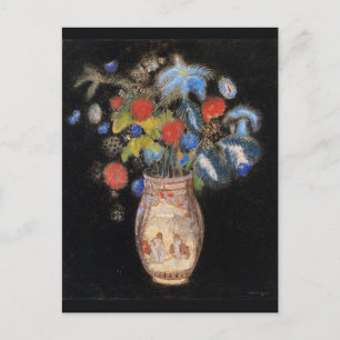 Groot boeket op een zwarte achtergrond, Redon, Briefkaart