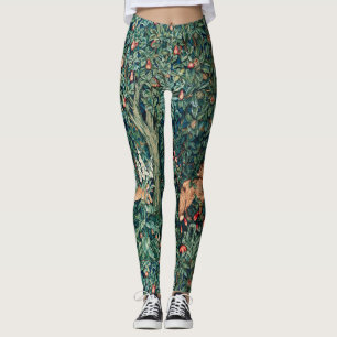 GROOT, BOSDIEREN, hazen, vossen, groene bloemen Leggings