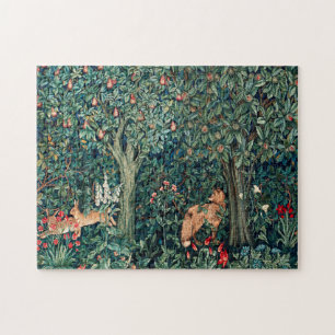 GROOT, BOSDIEREN, hazen, vossen, groene bloemen Legpuzzel