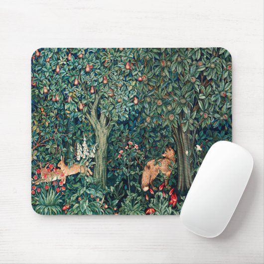 GROOT, BOSDIEREN, hazen, vossen, groene bloemen Muismat (Met muis)