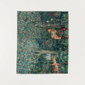 GROOT, BOSDIEREN, hazen, vossen, groene bloemen Wandkleed (Voorkant)