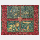GROOT, BOSDIEREN, LION, FOX, ZWANGER, DODEN FLEECE DEKEN (Voorkant (Horizontaal))
