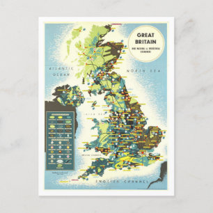 Groot-Brittannië Bronnen Kaart Vintage