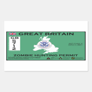 Groot-Brittannië - jachtvergunning voor Zombie Rechthoekige Sticker