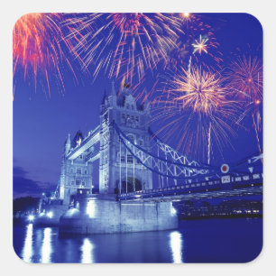 Groot-Brittannië, Londen. Vuurwerk boven de Tower Vierkante Sticker