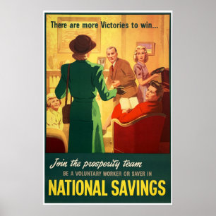 Groot-Brittannië Welvaart Team NATIONAL SAVINGS Wo Poster