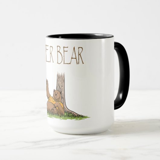 Groot bruin leunend op een beren boom mok (Voorkant rechts)