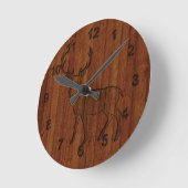 Groot Buck carved wood Effect Ronde Klok (Hoek)