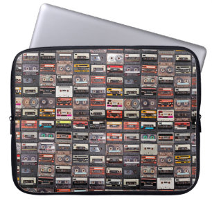 Groot collectie audiocassettes laptop sleeve