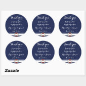 Groot Dank je blauwe Nautical Weddenkers Ronde Sticker (Vel)