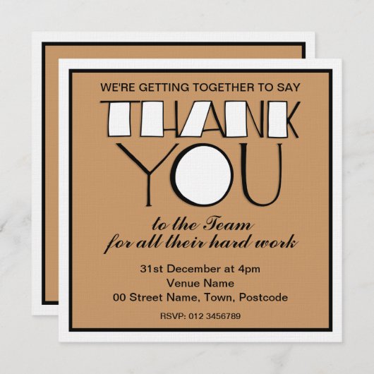 Groot Dank je wit Dank jullie uitnodiging van het  (Voorkant / Achterkant)