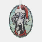 Groot Deens Glas in lood Kerst Glas Ornament (Voorkant links)