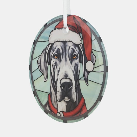 Groot Deens Glas in lood Kerst Glas Ornament (Voorkant links)