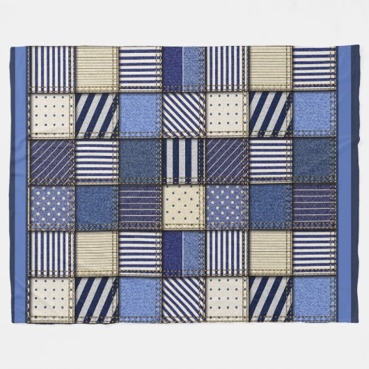 Groot denim patchwork Afbeelding Fleece Deken (Voorkant (Horizontaal))