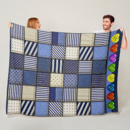 Groot denim patchwork Afbeelding Fleece Deken