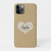Groot diamanten hart, gouden monogram, scriptnaam Case-Mate iPhone case (Achterkant)