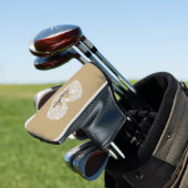 Groot diamanten hart, gouden monogram, scriptnaam golfheadcover (Insitu)