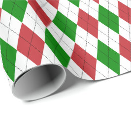 Groot donkerrood, groen en wit argyle cadeaupapier