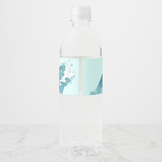 Groot één surfstrand verjaardagsfeestje gepersonal waterfles etiket (Achterkant)