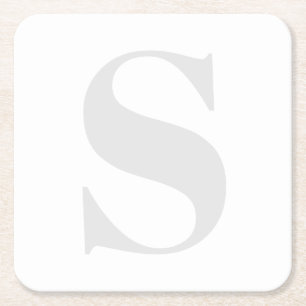 Groot eenvoudig monogram Elk Initiaal licht grijs Vierkante Kartonnen Onderzetter