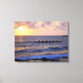 Groot eiland Hawaii Outrigger Kano bij zonsonderga Canvas Afdruk (Voorkant)