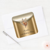 Groot Elegant Brons Bruin Goud Verjaardagsfeest Vierkante Sticker (Envelop)