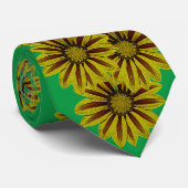 Groot en vet rood en geel gestreepte madeliefjes stropdas (Opgerold)