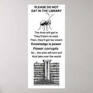 Groot eten in het Poster van de bibliotheek