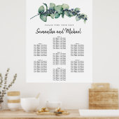 Groot Eucalyptus Berry 7-Table Seating Chart Poster (Keuken)