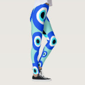 Groot Evil Eye Lucky Charm Blauw Wit Patroon Leggings (Rechts)