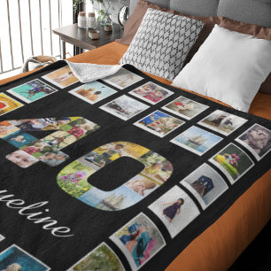 Groot familiefotocollage voor 40e verjaardag fleece deken