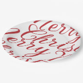 Groot Fancy rood script Vrolijk kerstfeest Papieren Bordje (Gekanteld)