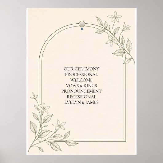 Groot formaat botanisch huwelijksceremonieprogramm poster (Voorkant)