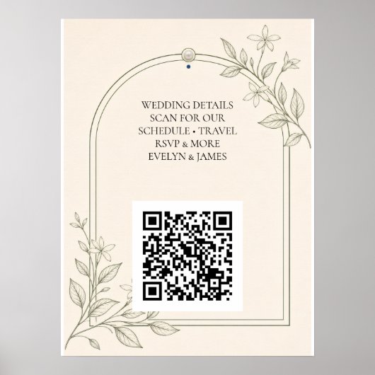Groot formaat botanische trouwwebsite QR-code bord Poster (Voorkant)